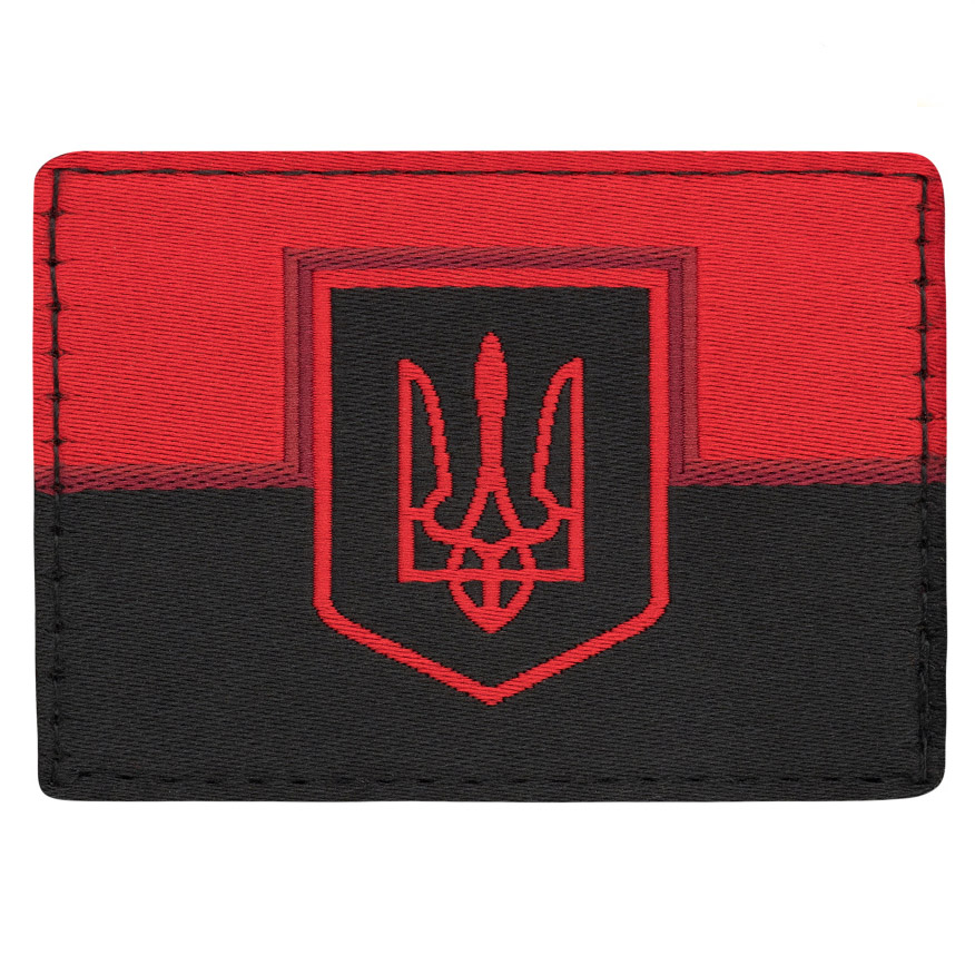 Нашивка прапор червоно-чорний з гербом (жаккард)