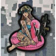 PVC патч Tactical girl Flamingo