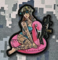 PVC патч Tactical girl Flamingo