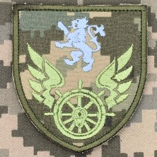 Шеврон управління військових сполучень на Львівській залізниці піксель