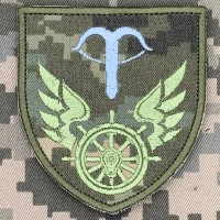 Шеврон управління військових сполучень на Південно-західній залізниці піксель