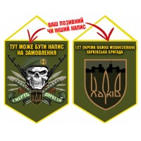 Вимпел 127 ОВМБр (череп в береті) олива