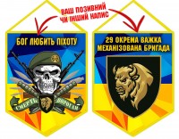 Вимпел 29 ОВМБр Бог любить Піхоту Череп в береті