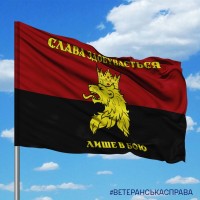 Прапор 24 ОМБр ім. Короля Данила з девізом Слава здобувається лише в бою