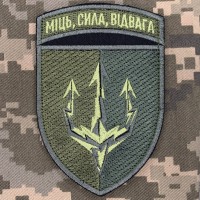 Нарукавний знак 3 батальйон 37 ОБрМП Міць Сила Відвага Олива