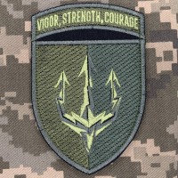 Нарукавний знак 3 батальйон 37 ОБрМП Vigor Strength Courage олива
