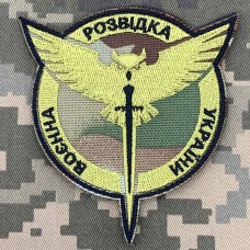 Шеврон Воєнна Розвідка України Знак Сова з мечем camo