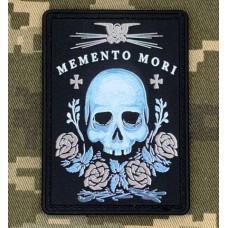 PVC нашивка Memento Mori Skull & Blue Roses