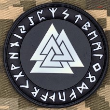 PVC Шеврон Valknut in Odin Ring Black-Grey люмінесцентний