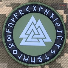 PVC Шеврон Valknut in Odin Ring Green люмінесцентний