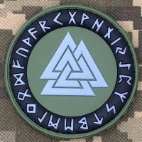 PVC Шеврон Valknut in Odin Ring Green люмінесцентний