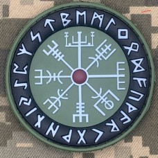 PVC шеврон Vegvisir Компас Вікінгів green люмінесцентний