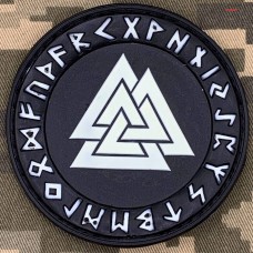 Шеврон Valknut in Odin Ring PVC Black 