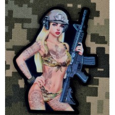 PVC Нашивка Girl with Gun Tatoo Indians