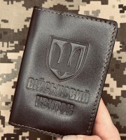 Обкладинка Військовий квиток ЗСУ шеврон коричнева лакова