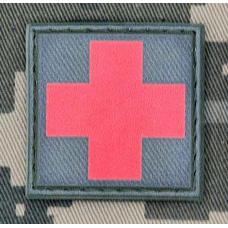 Нашивка Медичний хрест Олива червоний PVC