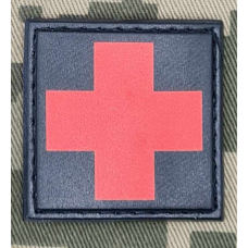 Нашивка Медичний хрест Чорний-червоний PVC