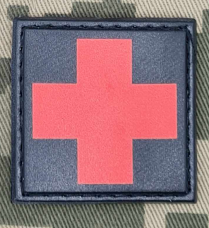 Нашивка Медичний хрест Чорний-червоний PVC