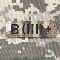 Нашивка група крові Laser Cut чорний camo B (III) +  