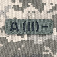 Нашивка група крові Laser Cut чорний olive A (II) - 