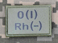 PVC Нашивка група крові O (I) Rh- olive 3х4.5см