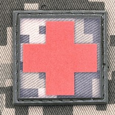 Нашивка Медичний хрест піксель червоний PVC