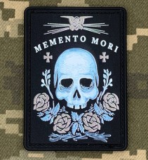 Купить PVC нашивка Memento Mori Skull & Blue Roses в интернет-магазине Каптерка в Киеве и Украине