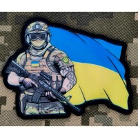 PVC шеврон Воїн з прапором України