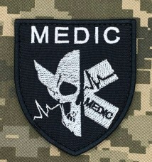 Купить Шеврон Medic чорний Scull в интернет-магазине Каптерка в Киеве и Украине