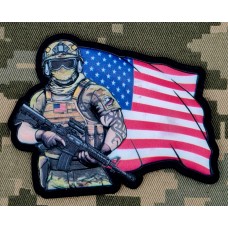PVC шеврон Воїн з прапором США