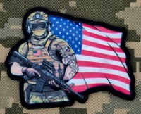 PVC шеврон Воїн з прапором США