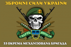 Купить Прапор 33 ОМБр новий знак olive Череп в береті в интернет-магазине Каптерка в Киеве и Украине