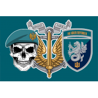 Прапор 37 ОБрМП marines 2 знаки, Череп в береті