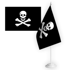 Настільний піратський прапорець з пластиковою підставкою череп і кістки