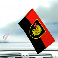 Автомобільний прапорець 4 ОТБр з новим знаком бригади Червоно-чорний