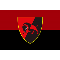 Прапор 22 ОМБр червоно-чорний Хижих мечем мирим	