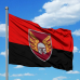 Прапор 46 ОАеМБр з новим знаком бригади Червоно-чорний