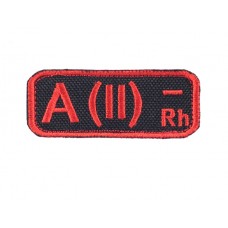 Нашивка група крові A(II) Rh- чорно-червона вишивка
