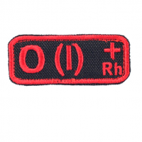 Нашивка група крові O(I) Rh+ чорно-червона вишивка