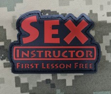 PVC шеврон Sex Instructor червоно-чорний