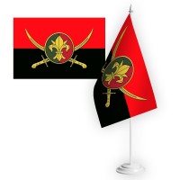 Настільний прапорець 129 ОВМБр емблема червоно-чорний