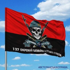 Прапор 137 окремий батальйон морської піхоти череп в береті червоно-чорний