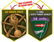 Вимпел 14 ОМБр і знак Піхоти олива