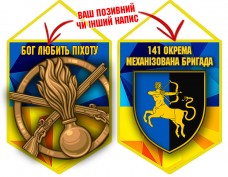Вимпел 141 ОМБр і знак Піхоти жовто-блакитний