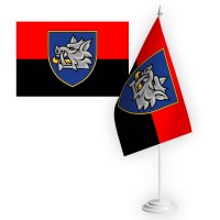 Настільний прапорець 153 ОМБр старий шеврон червоно-чорний