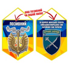 Вимпел 30 Корпус шеврон та знак Морської Піхоти жовто-блакитний