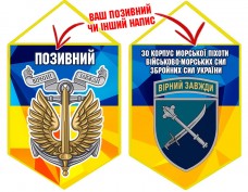 Вимпел 30 Корпус шеврон та знак Морської Піхоти жовто-блакитний
