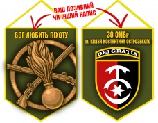 Вимпел 30 ОМБр і знак Піхоти олива