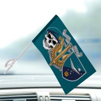 Автомобільний прапорець Батальйон БПС Vartovi 36 ОБрМП череп в береті та знак Морської піхоти