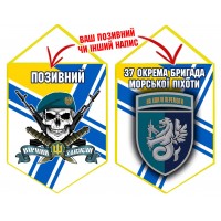 Вимпел 37 ОБр МП череп в береті ВМСУ